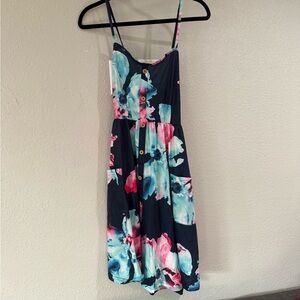 Button up floral dress with cross back